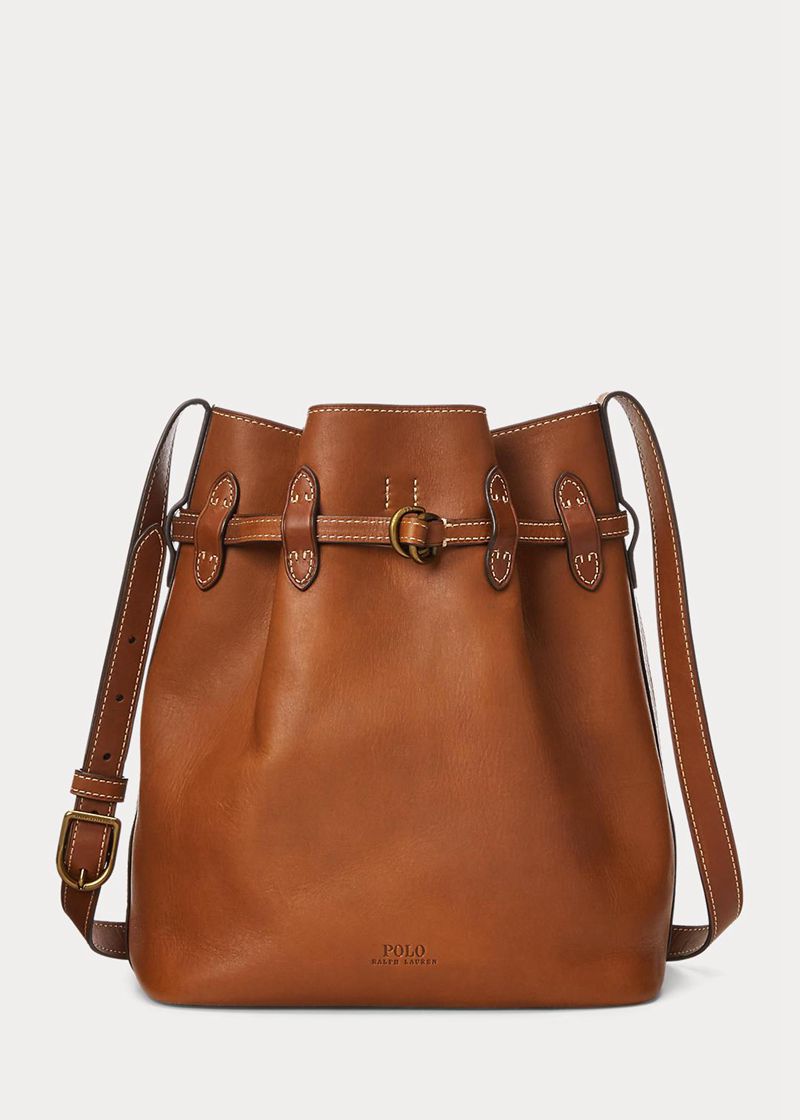 ポロ ラルフ ローレン バッグ レディース ブラウン レザー Large Bellport バケツ XPZQR4965
